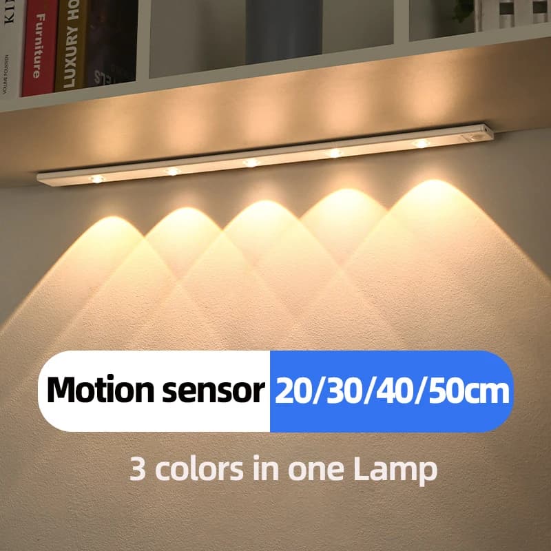 White/black LED cabinet light USB rechargeable movement sensor LED light for kitchen cabinet lighting 20CM/30CM/40CM/50CM