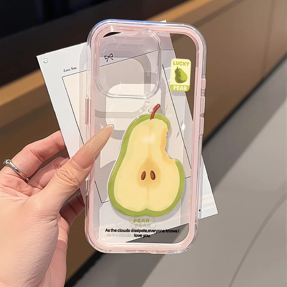2in1 Pear Clear Case For iPhone 17 Pro Max Cover iPhone 16 15 12 13 14 Pro Max Air 11 iPhone17 17Pro 17Pro Soft Tpu Cover Funda