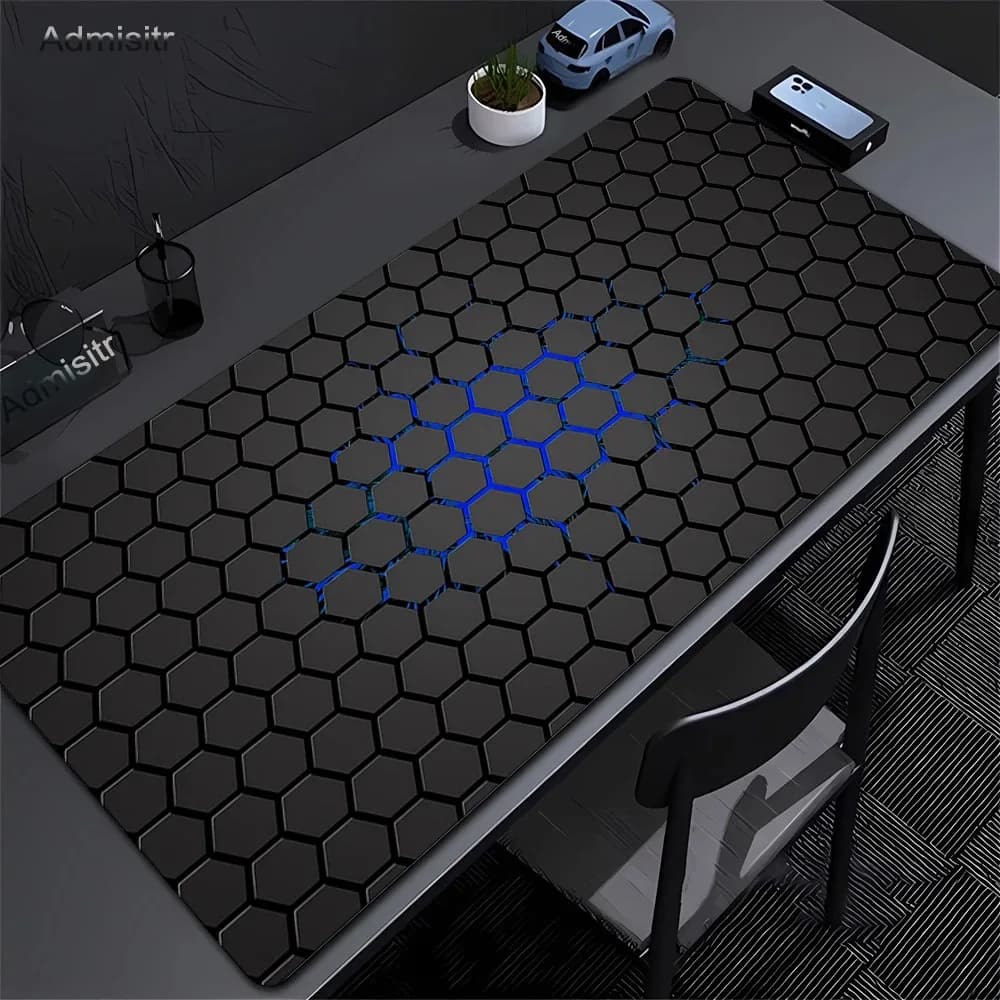 VIKAMA Modern Neon Geometric Pattern XXL Gaming Mouse Pad Wear Resistant Non Slip Washable Office Desk Mat