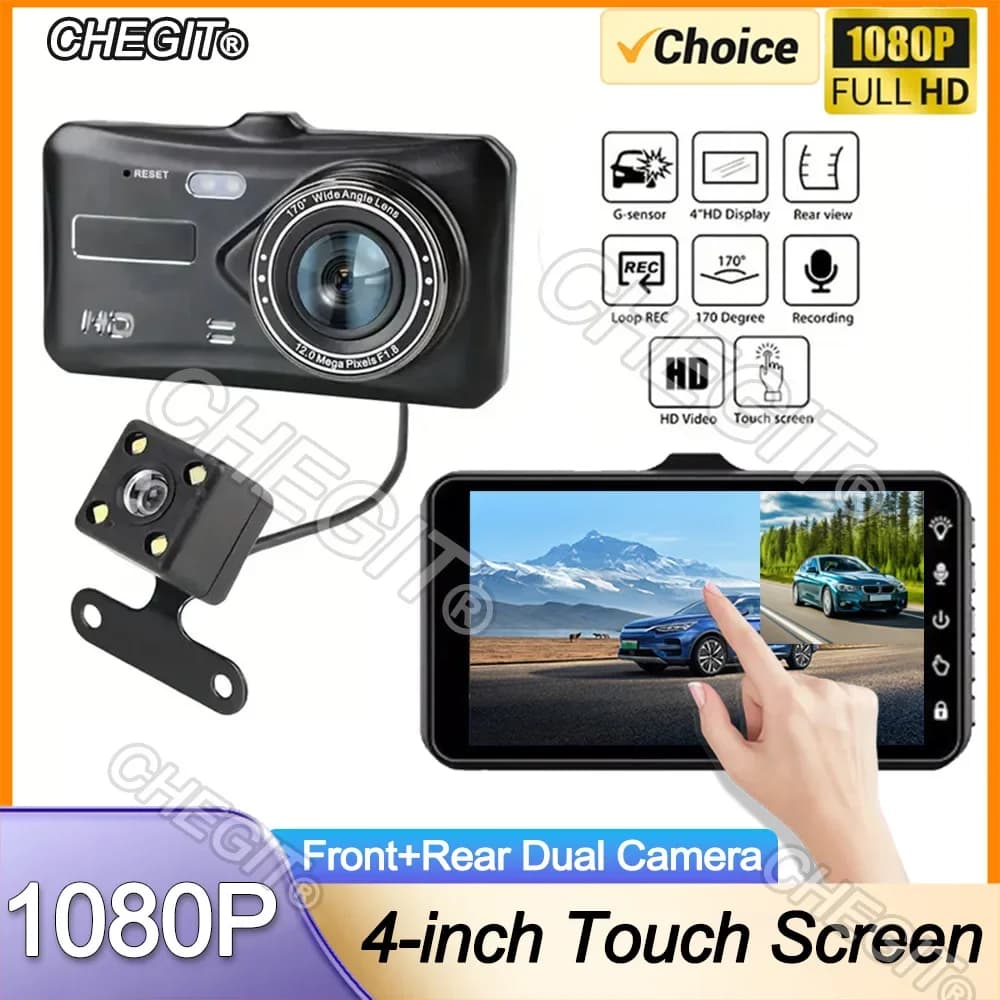 Touch Screen da 4 pollici Dash Cam per auto 1080P Car DVR Videoregistratore Telecamera posteriore per veicolo Black Box Accessori auto