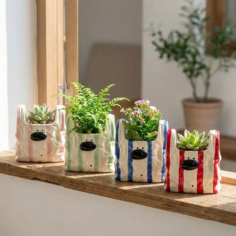 Practical Box Ceramic Bearings Shaped puppy, Brush holder and Dentifricio Cartoon, Original Makeup Brush Container, Bathroom Accessories