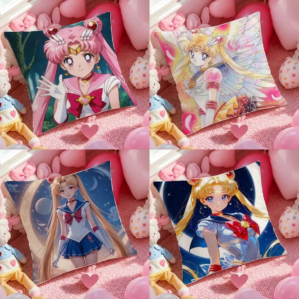 Fodera per cuscino in peluche Sailor Moon Crystal Anime, morbida e corta, per divano, camera da letto, decorazioni per la casa, idea regalo