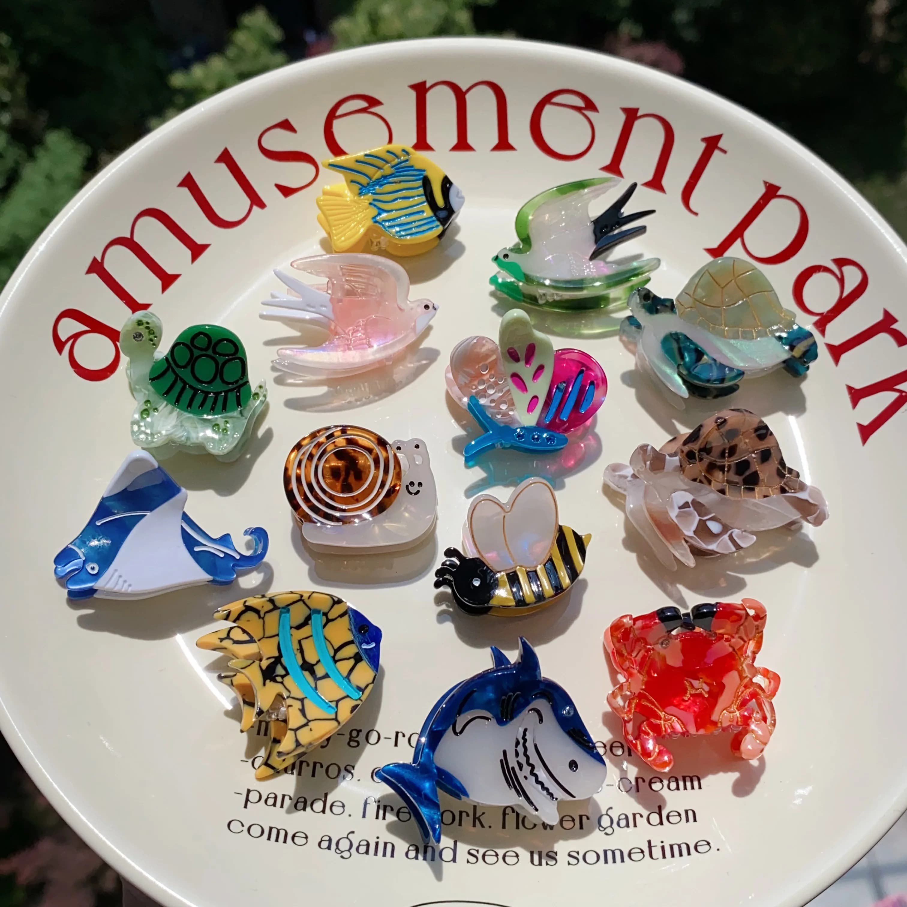 Mini fermagli per capelli in acetato a forma di oceano e animali, graziosi fermagli a forma di vita marina e insetti (squalo) per donne e ragazze