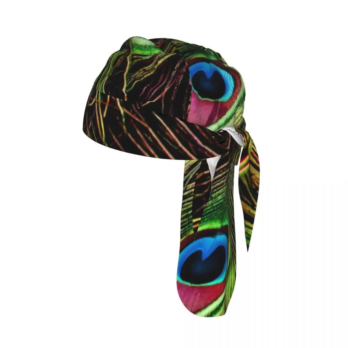 Breathable cycling hood with peacock feathers, fast drying bicycle scarf