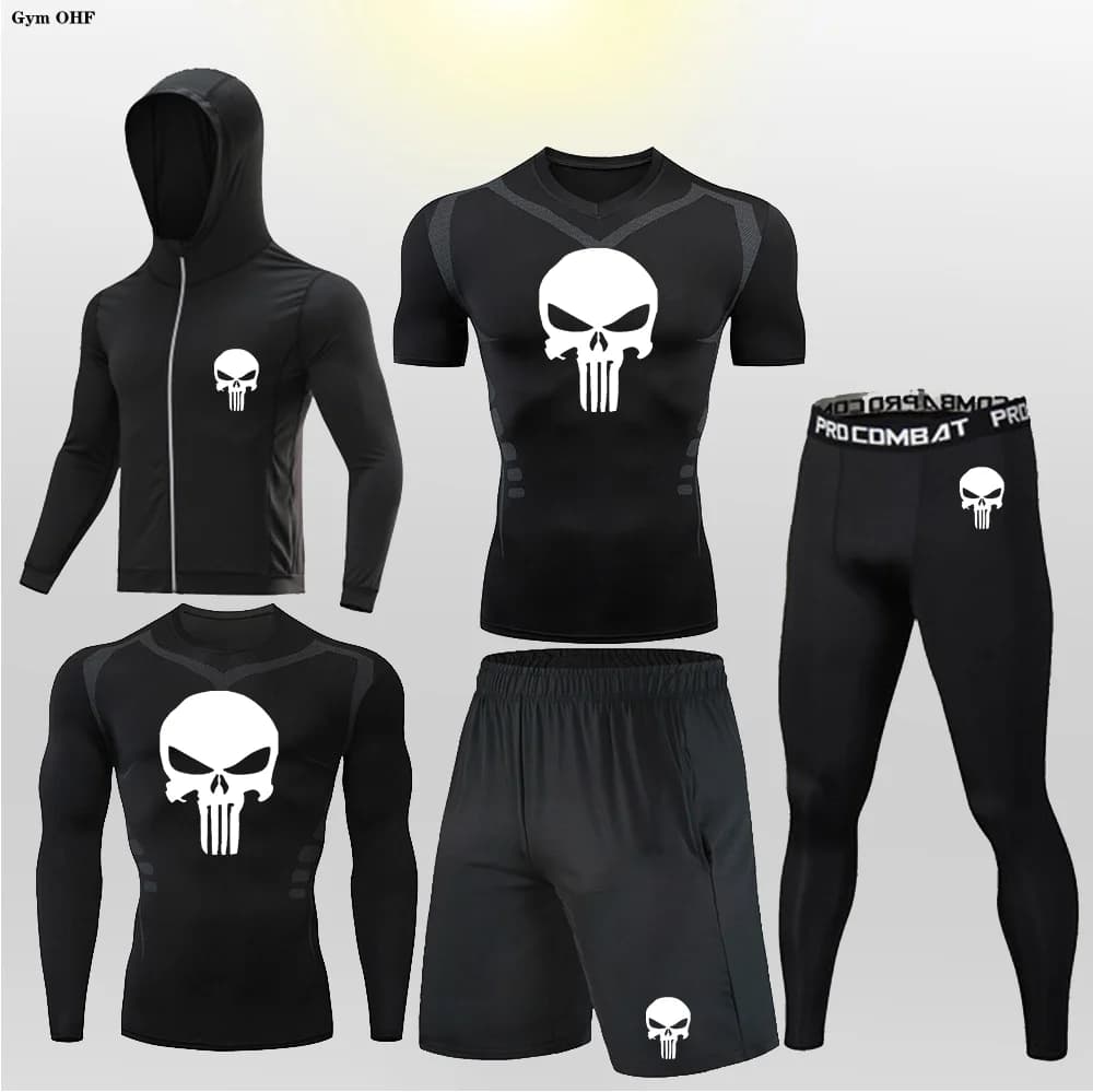 Abbigliamento sportivo palestra Fitness tuta da corsa da uomo compressione basket intimo collant Jogging tute sportive vestiti Dry Fit