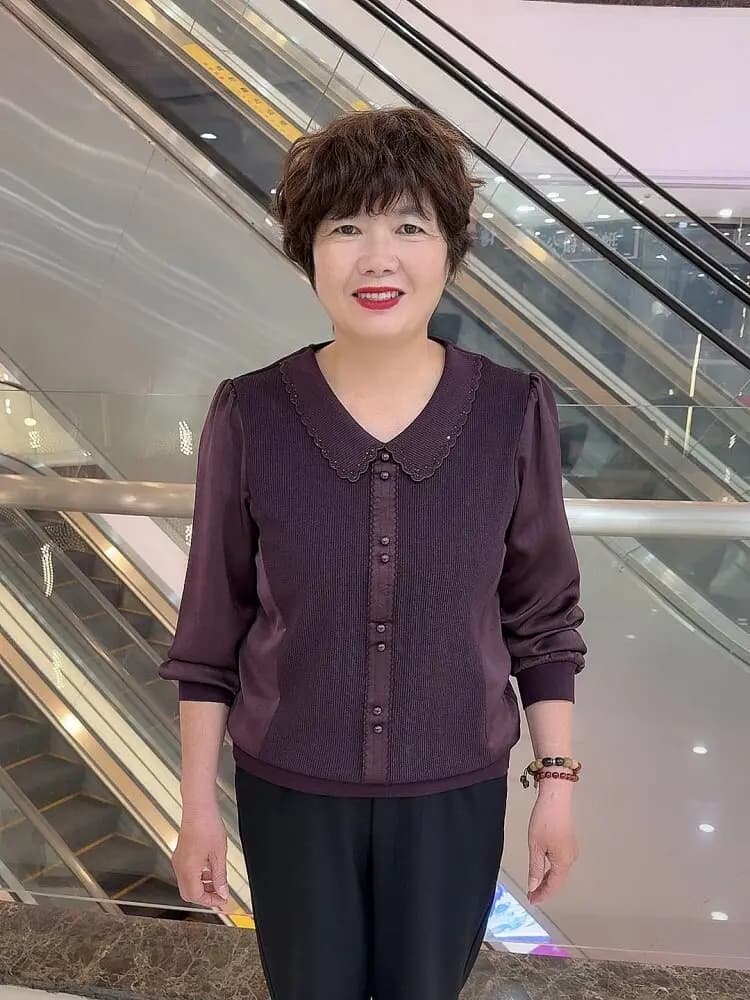 Fashion Clothing for Mamme: Long Sleeve Tops with Color Blocks, Complimentary and Cover, Anti-UV, Resistant to wear, Polyester Fiber
