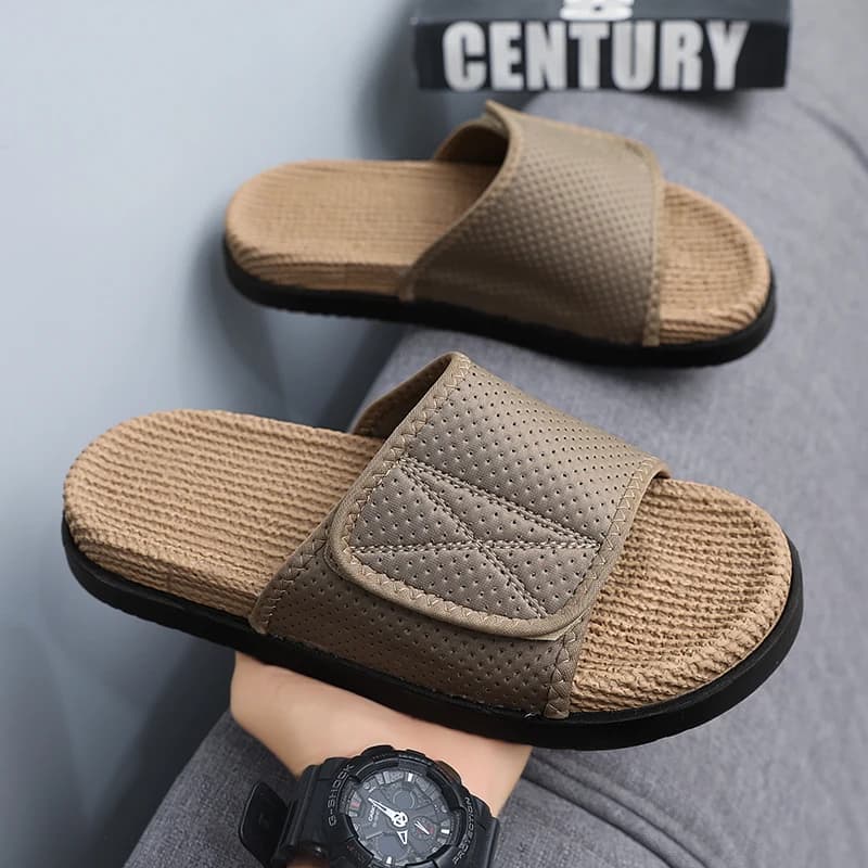 Ciabatte da uomo casual con soletta in sughero, estive, nuove, con suola morbida, antiscivolo, traspiranti, leggere, per camminare all'aperto.