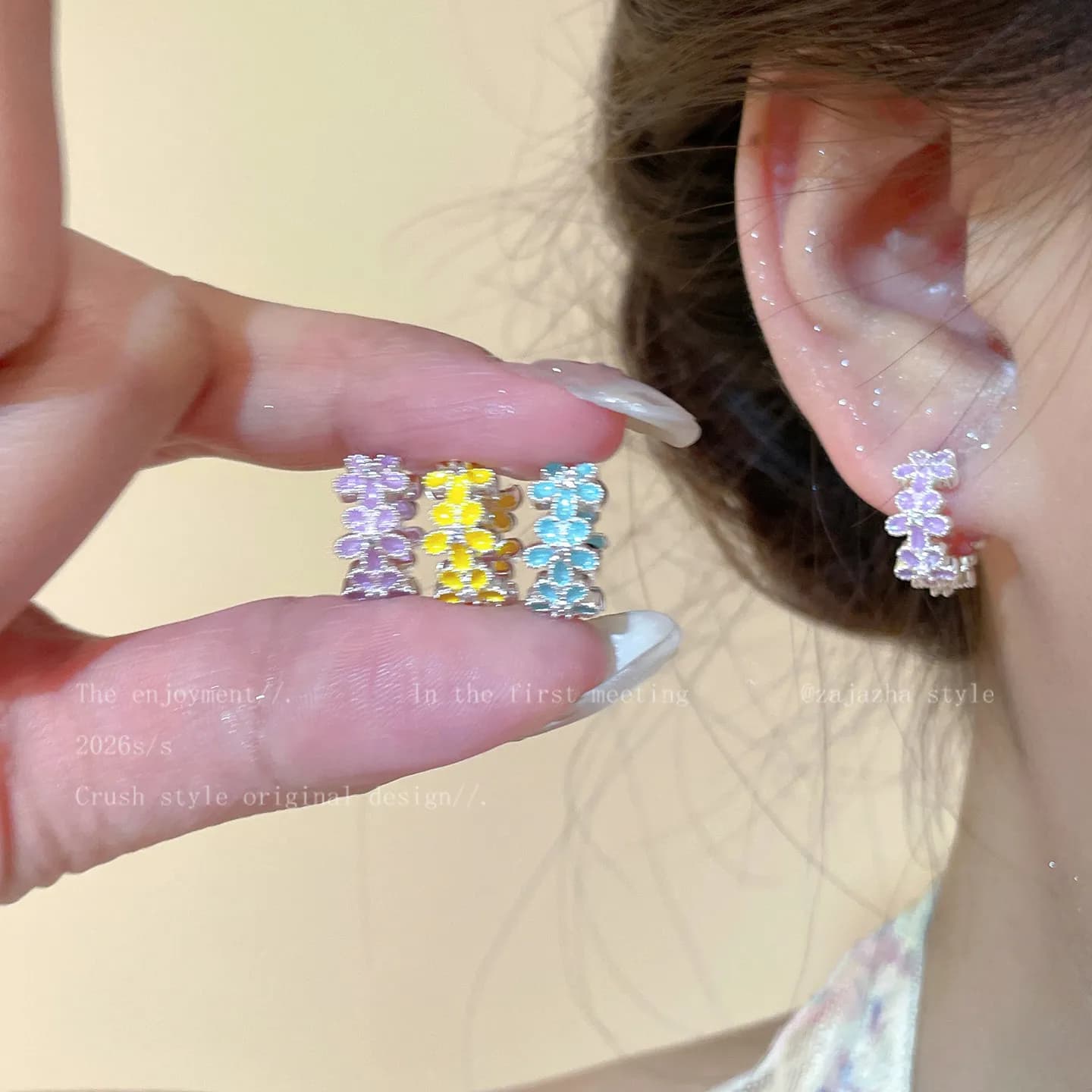 Spring Flowers~ Dopamine Flower Earrings Women's Niche Design Ear Buckles Super Good-looking Unique and Beautiful Earrings