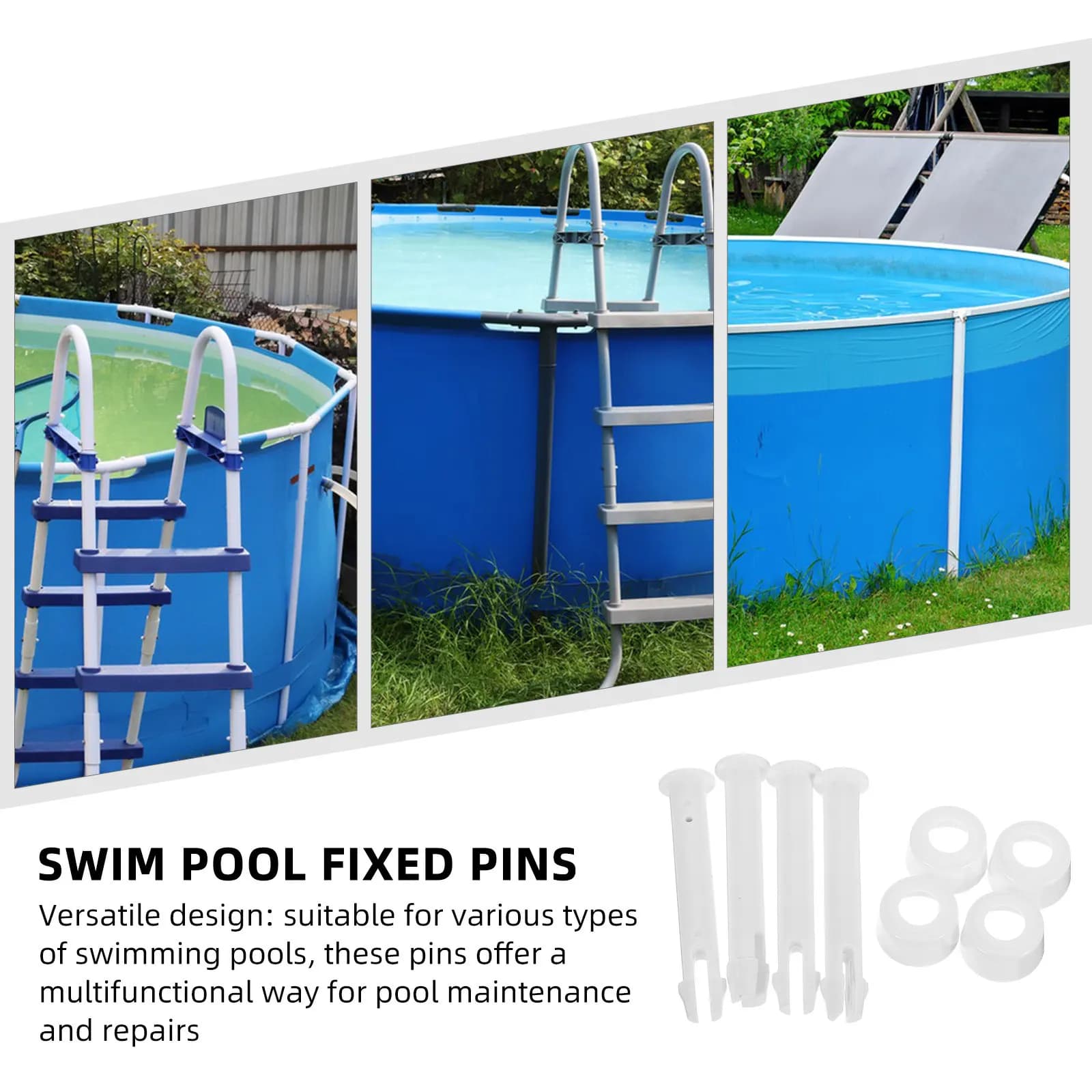Set di 4 Accessori per Piscina, Perni di Fissaggio in PVC, Tappi, Guarnizioni, Giunti per Telaio Piscina, Parti di Ricambio, Kit di Riparazione Anti-Perdita