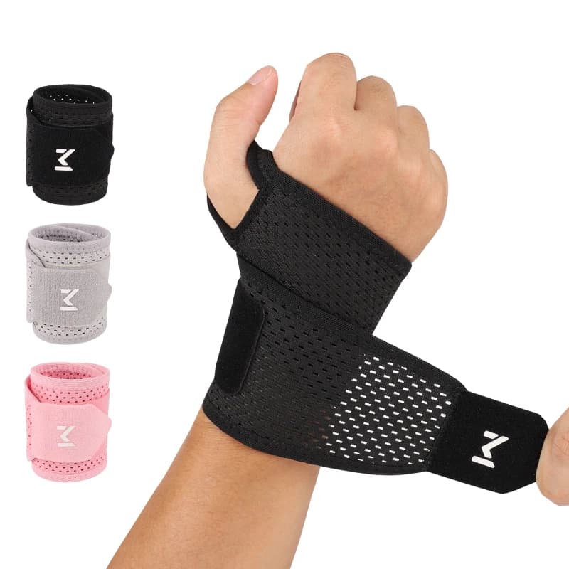 2 Pezzi Supporto da Polso Regolabile per Sport, Fascia da Polso Nera per Sollevamento Pesi, Uomo e Donna, Badminton, Tennis, Palestra