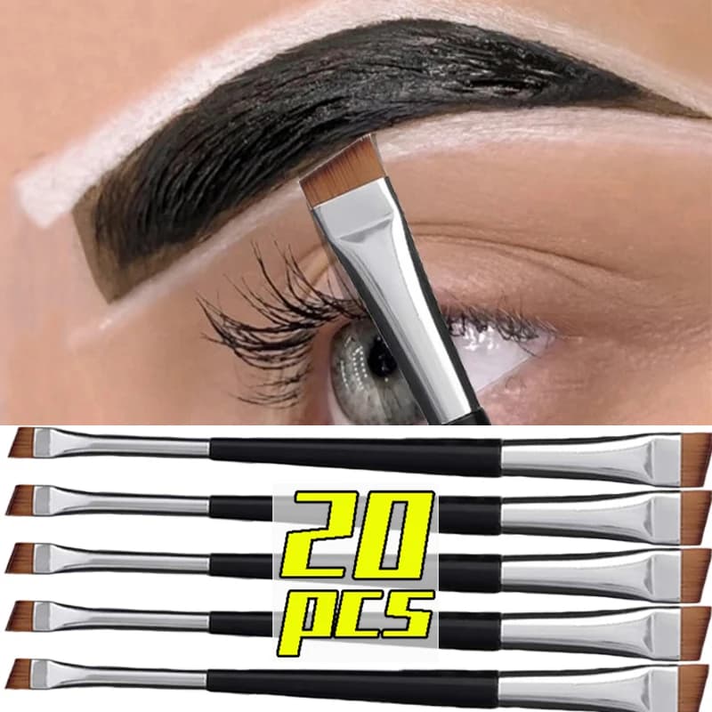 20 pz Doppia Testa Lama Eyeliner Pennello Pennello Per Sopracciglia Portatile Piatto Fine Eye Liner Sopracciglio Contorno Pennelli Per Trucco Make Up Strumenti Set