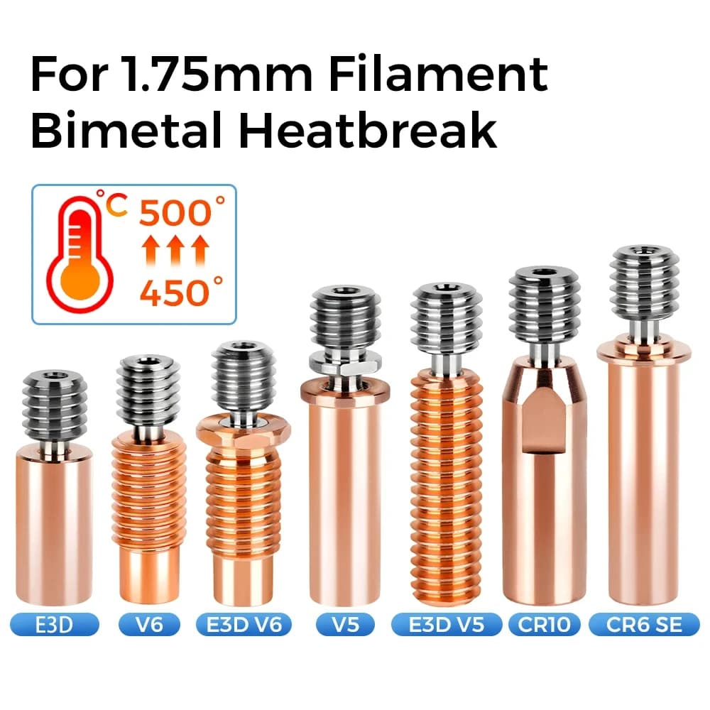 E3D V6 lega di titanio rame Bi-metallo gola Heatbreak gola per E3D V6 HOTEND blocco riscaldatore per CR10S CR6 SE parti della stampante 3D