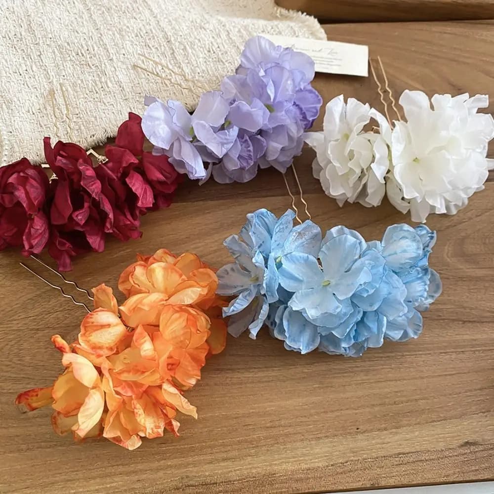 Elegant Sweet Flower Hair Stick Bohemian Simulation Flower Chinese Style Side Clip Fairy Hairpin Bride Hair Accessories Daily