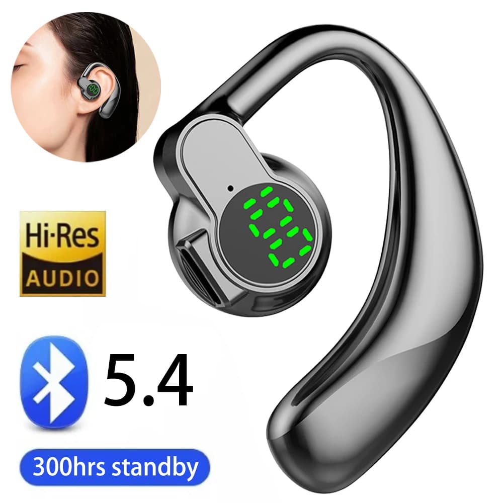 Cuffie wireless Auricolari Bluetooth 5.4 con gancio per l'orecchio con microfono Cuffie vivavoce con cancellazione del rumore per chiamate HD per la guida