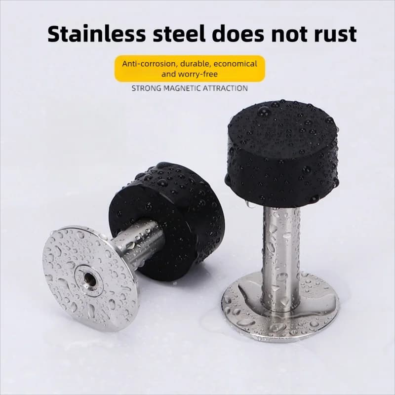 Non-Punch Stainless Steel Rubber Door Stop Wall Mounted Nail-Free Floor Door Stopper - Hardware Accessory