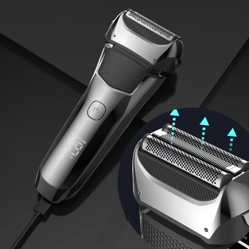Kemei Lavabile Wet & Dry Electric Razor For Men Faced Barba Electric Razor Head Rechargeable Hot Bearing Machine System 3 Blades