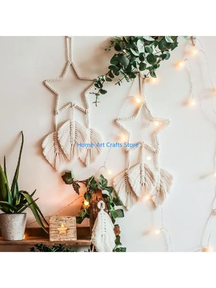 Y3NA Handmade Dreamcatcher Metal Ring Macrame Star Hoop Dream Catcher Frame Circle