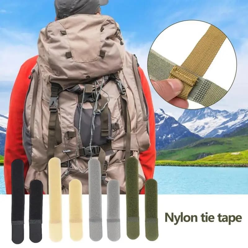 5PCS cinghie in Nylon fascette per cavi cinghia fettuccia Organizer Fix Hook Loop Grip Wrapping Cord riutilizzabile zaino chiusura fibbia cavo