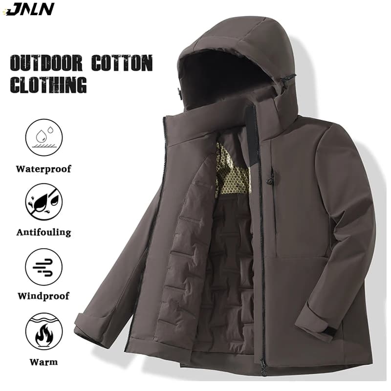 JNLN Giacche in pile impermeabili unisex Giacca invernale antivento termica Uomo Donna Escursionismo Campeggio Sci Arrampicata Impermeabile