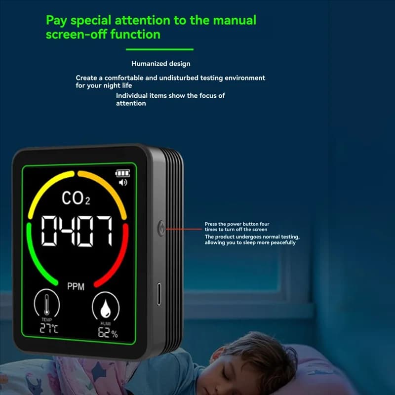 'Hot jets'MT03 Air quality monitor 3 in 1 with support Temperature humidity tester CO2 CO2 Detector Carbon dioxide detector