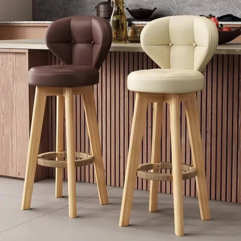 Gambe in legno Sgabelli da bar unici Girevoli Minimalisti italiani Robusti sgabelli da bar di design Cucina Mobili Sillas De Comedor bianchi