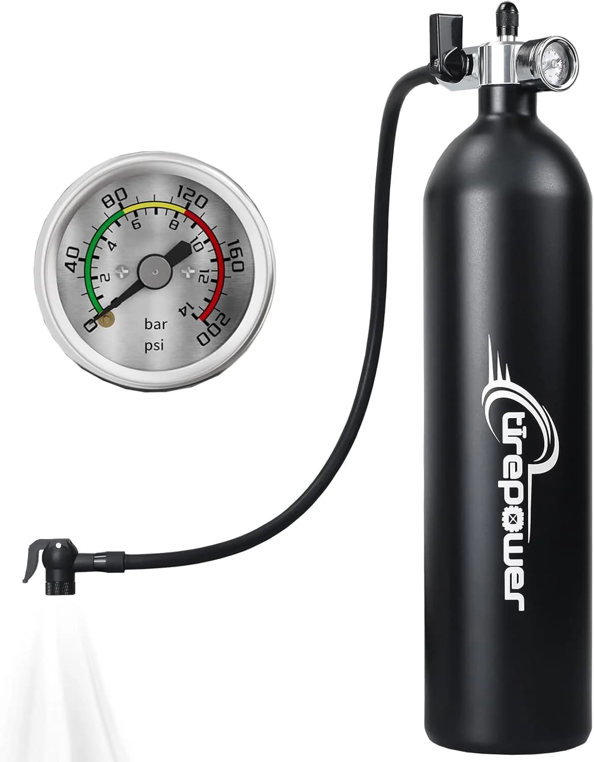 Gonfiatore per Pneumatici Tubeless 1.2L Pompa per Bici Tubeless con Manometro Compatibile con Valvole Presta e Schrader