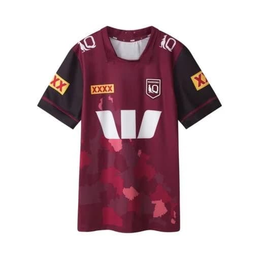2026 New Maroon Camo QLD Maroons Rugby Jersey Family Matching Y2K Quick Drying T-shirt Suitable for Daily and Training Wear