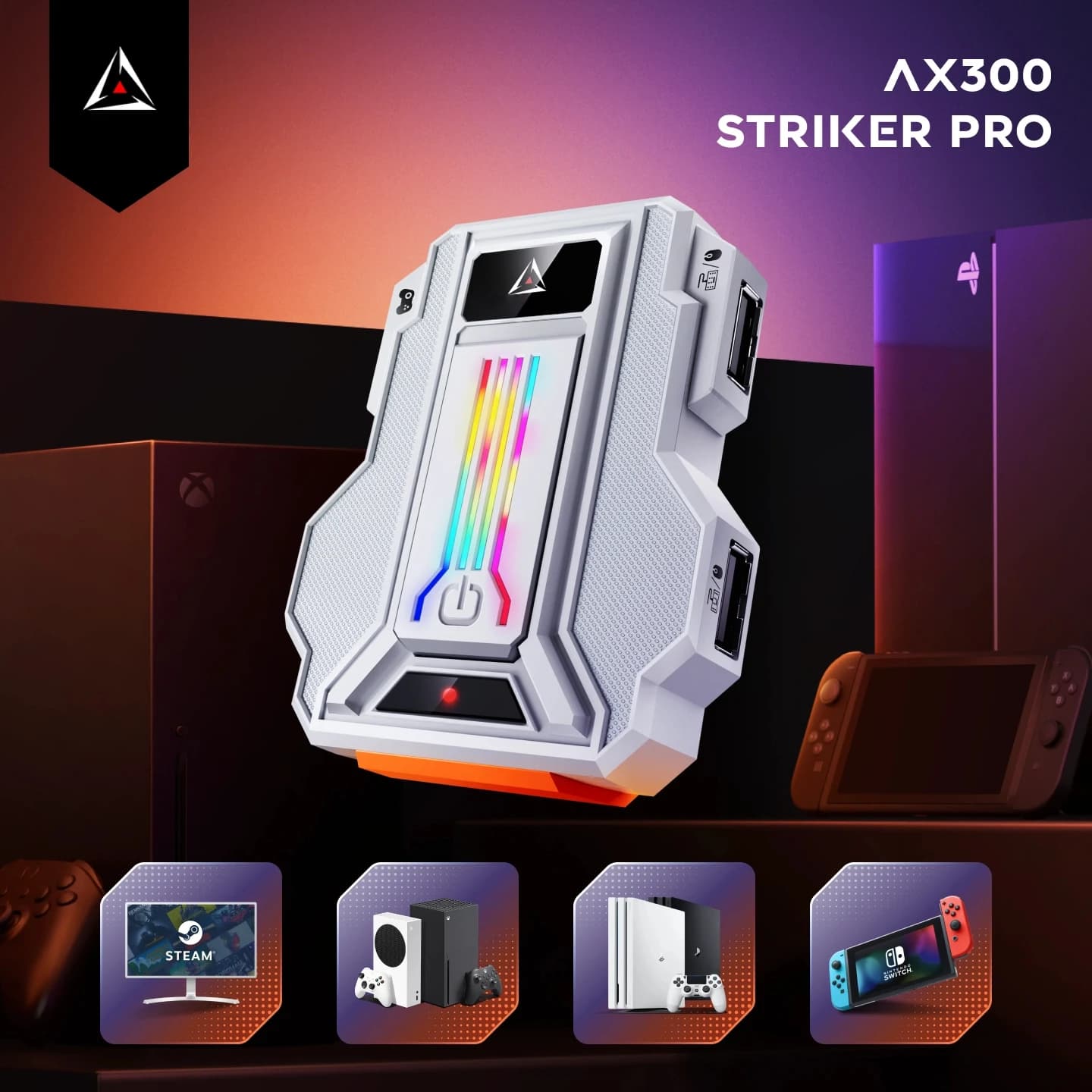 Adattatore di gioco Aimzenix STRIKER PRO AX300 K&M per PS4, PS3, ONE,X360, XSS, XSX, N-Switch, supporta cuffie da 3,5 mm, app