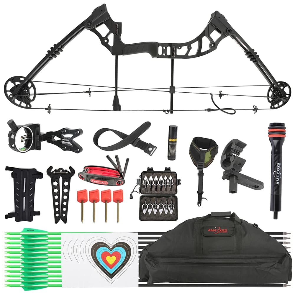 Compound Bow Arrow Set 80% Let-off 0-70 lbs Adjustable Pully Bow for Adults Archery Hunting Shooting Target Outdoor Sports