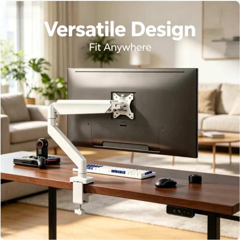 Supporto da Scrivania Universale a Braccio Singolo con Molla a Gas per Monitor da 13-32 Pollici, Completamente Regolabile per Casa e Ufficio