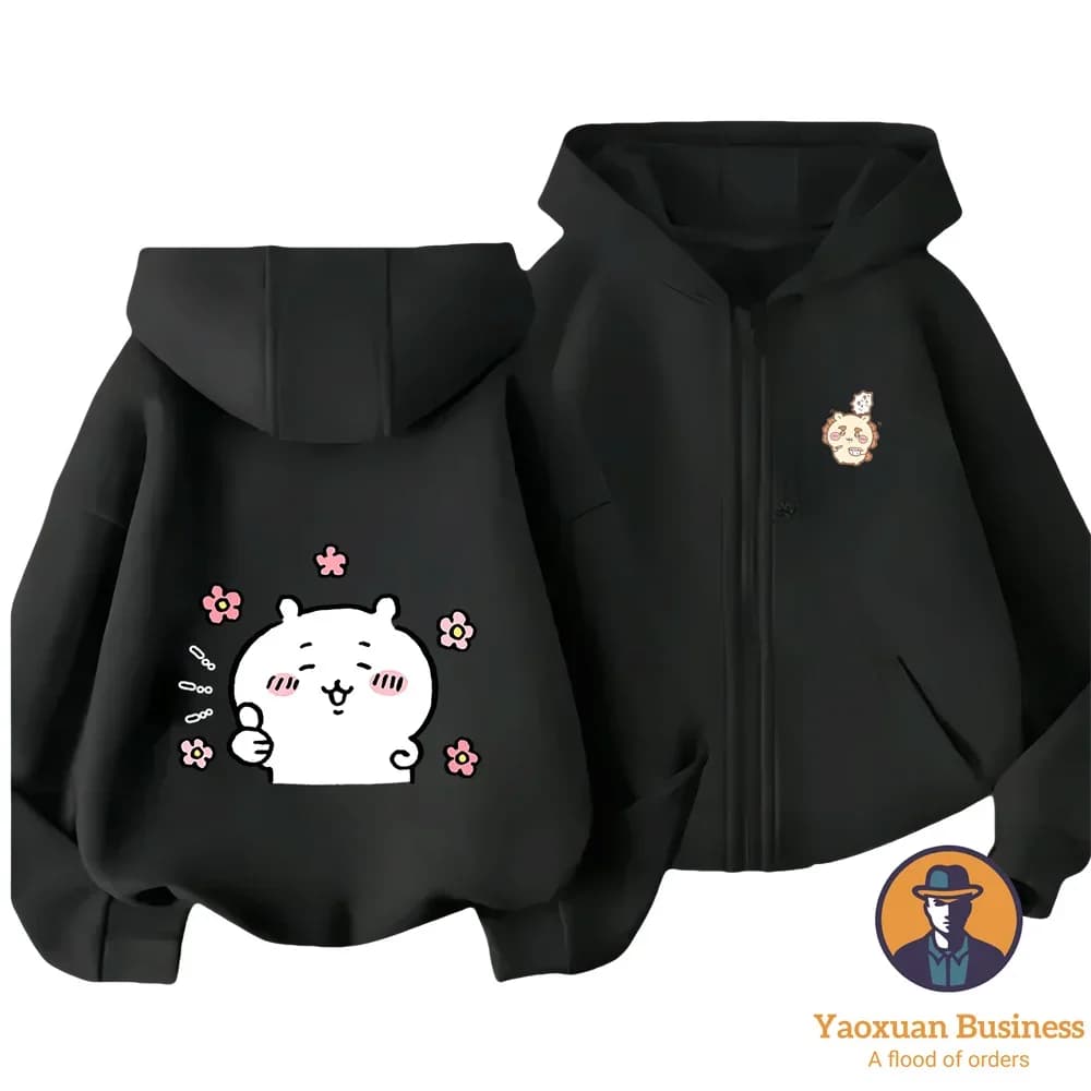2 14Y Popular Hot Selling 2 14Y Pure Cotton Chiikawa Zipper Hoodie Autumn Winter Casual Outer Top