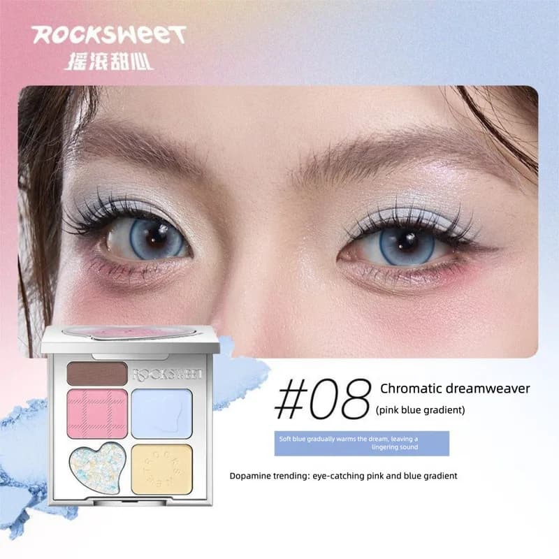 ROCK SWEET Palette Cinque Colori Rock Sweetheart Rhythm Fantasy, Ombretti Opachi e Perlescenti, Trucco Smoky, Colori Terrosi