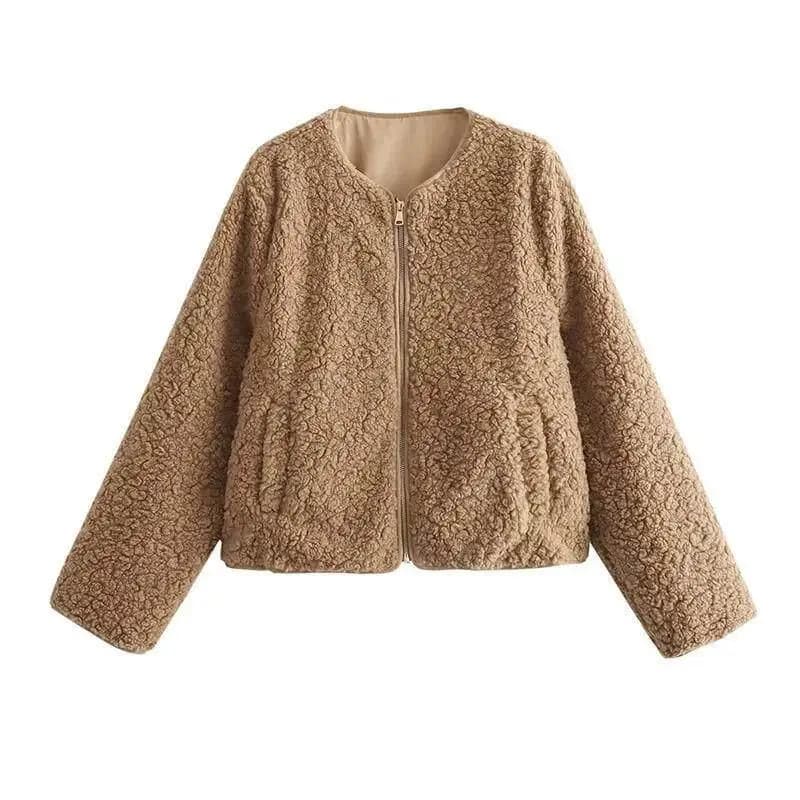 Women's Fleece Zip Jacket Thickened Cotton Denim Sleeveless Summer Short Outerwear Zipper Closure Casual Style Spring 2025