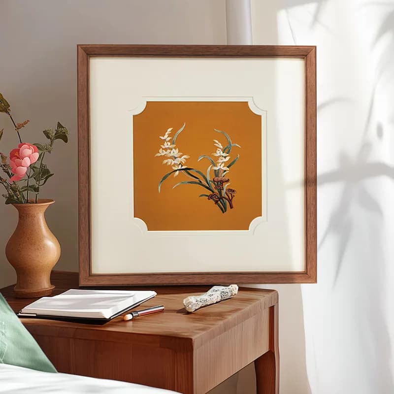 Chinese wall decorative paintings frame - Hanging image with floral embroidery and framed birds Decoration for home office