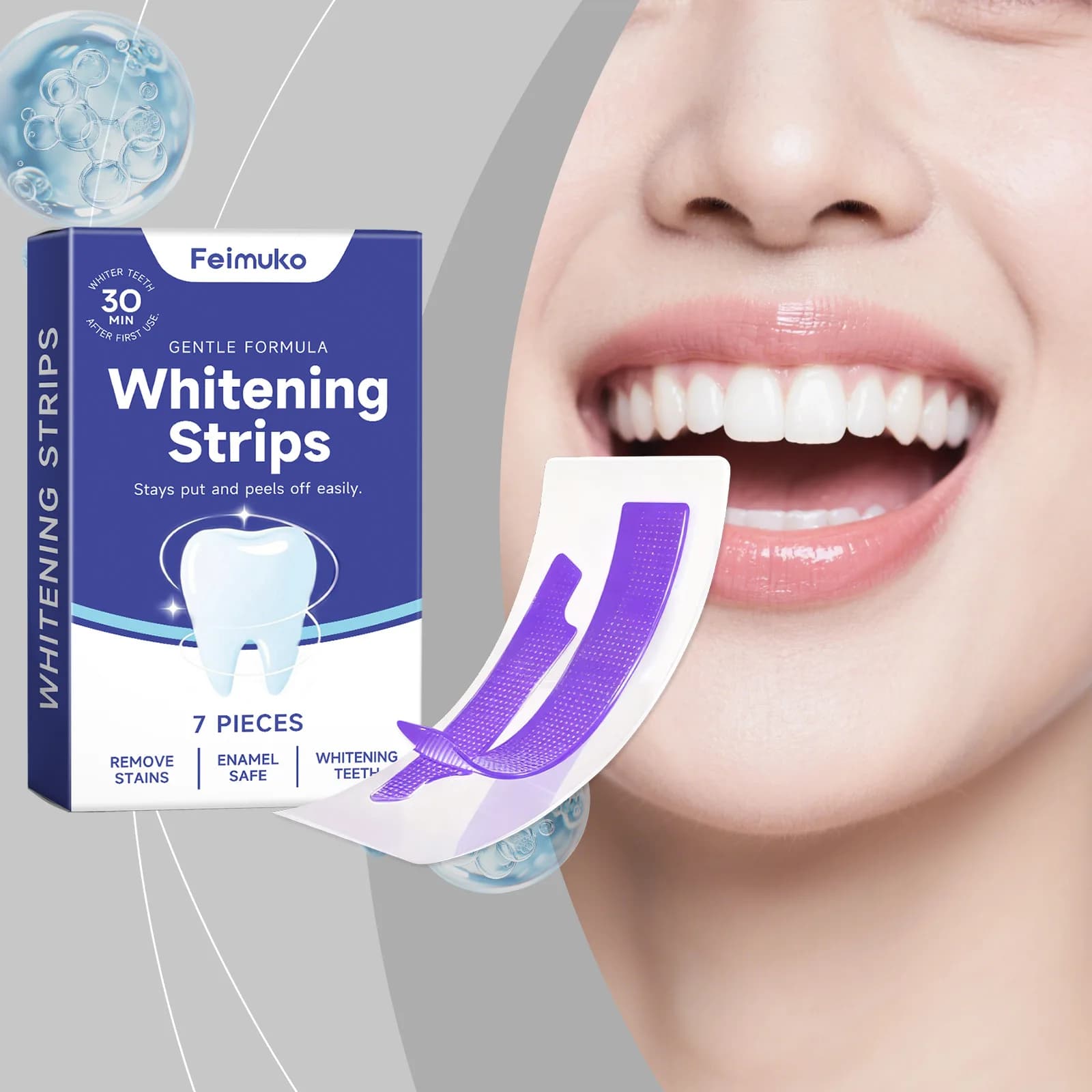 Strisce Sbiancanti per Denti Feimuko, Rimozione Profonda delle Macchie, Pulizia e Sbiancamento dei Denti Gialli, Alito Fresco, Kit per Cura Orale e Dentale