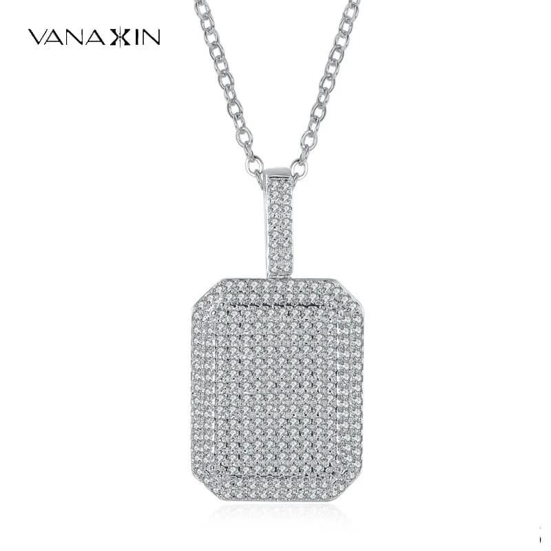 VANAXIN Collane e Ciondoli Trendy da Donna, Rettangolari, Stile Hip Hop Punk, con Piccoli Zirconi Cubici, Gioielli per Uomini e Donne