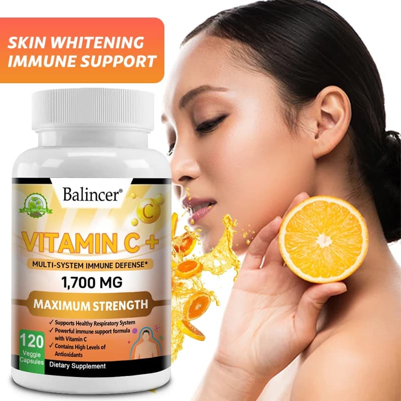 Vitakit Vitamina C 1250mg + Zinco 30mg in Capsule, Integratore per il Sistema Immunitario, Antiossidante, Supporto per Collagene e Energia della Pelle, Senza OGM e Senza Glutine