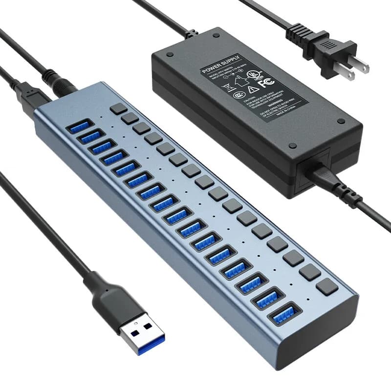 Hub USB 3.1 Multi-Porta, Splitter USB con Ricarica e Trasferimento Dati, Docking Station per Laptop, Tablet e Telefoni Cellulari