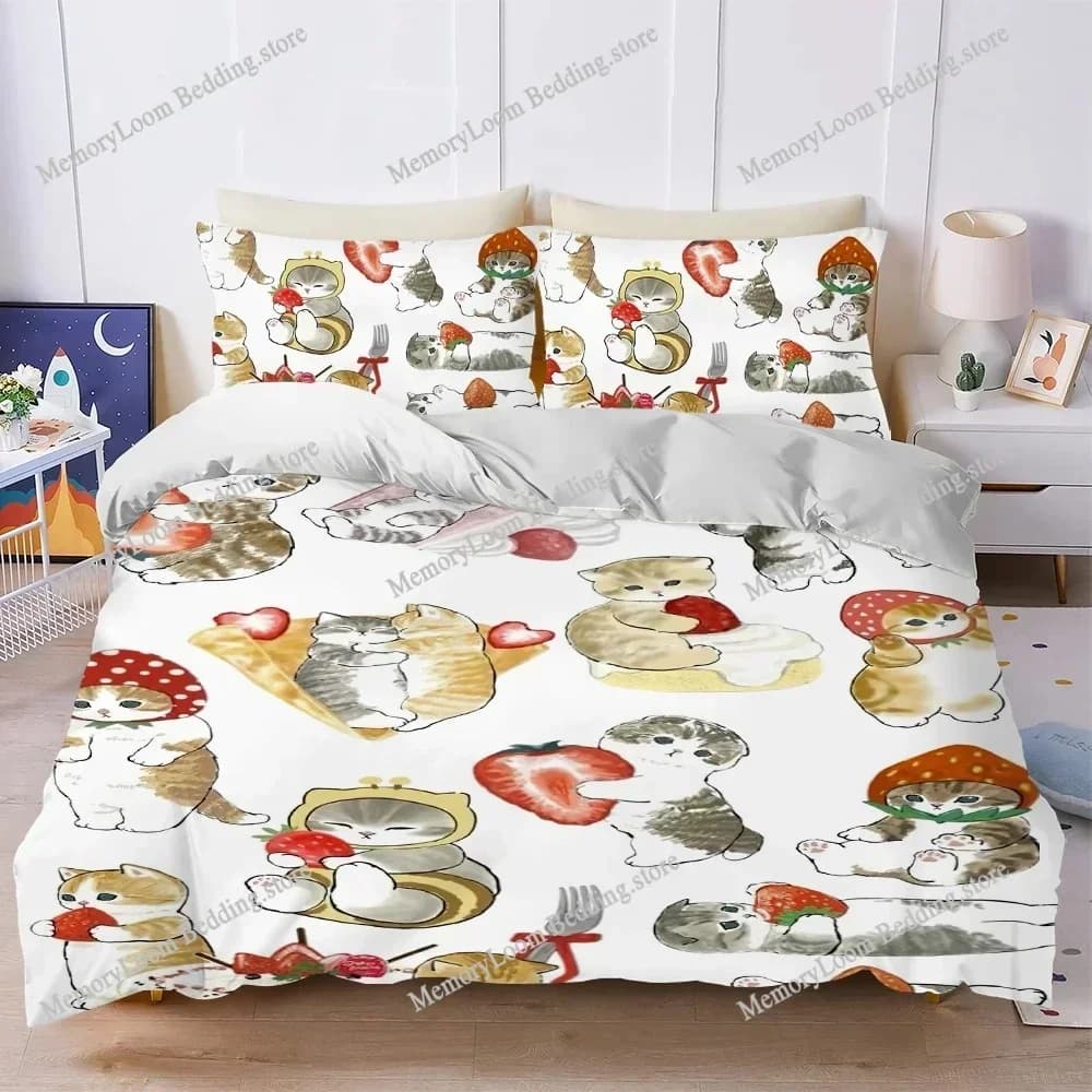 Cartoon M-Mofusand-Cute Duvet Cover Set Home Style Bedding Soft Laundry Cotton Bed Four Seasons Student Dormitory Luxury Gift029