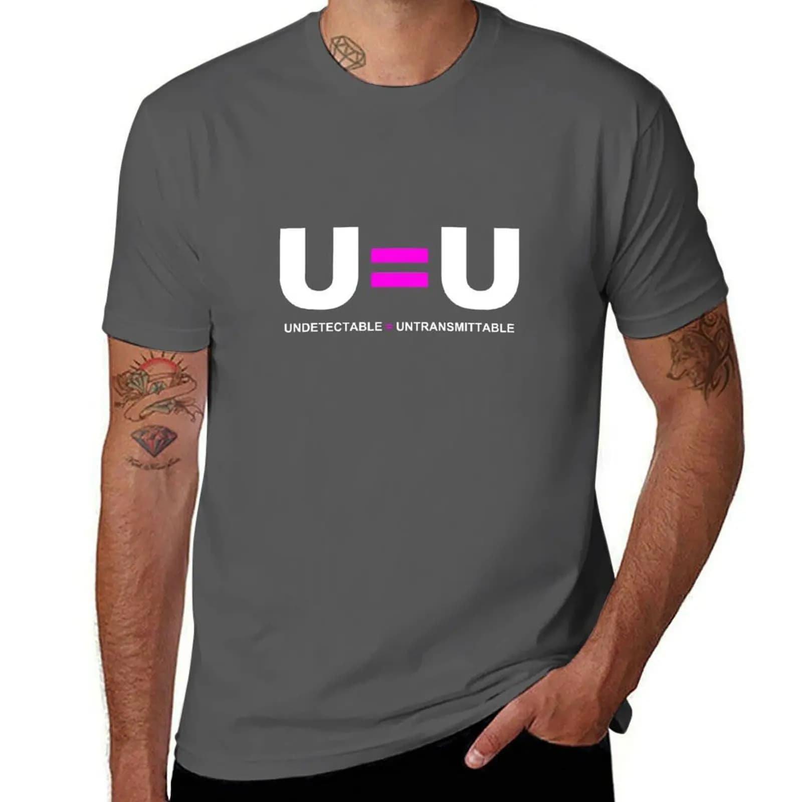 T-shirt U=U Undetectable Equals Untransmittable HIV, T-shirt sportiva traspirante da uomo