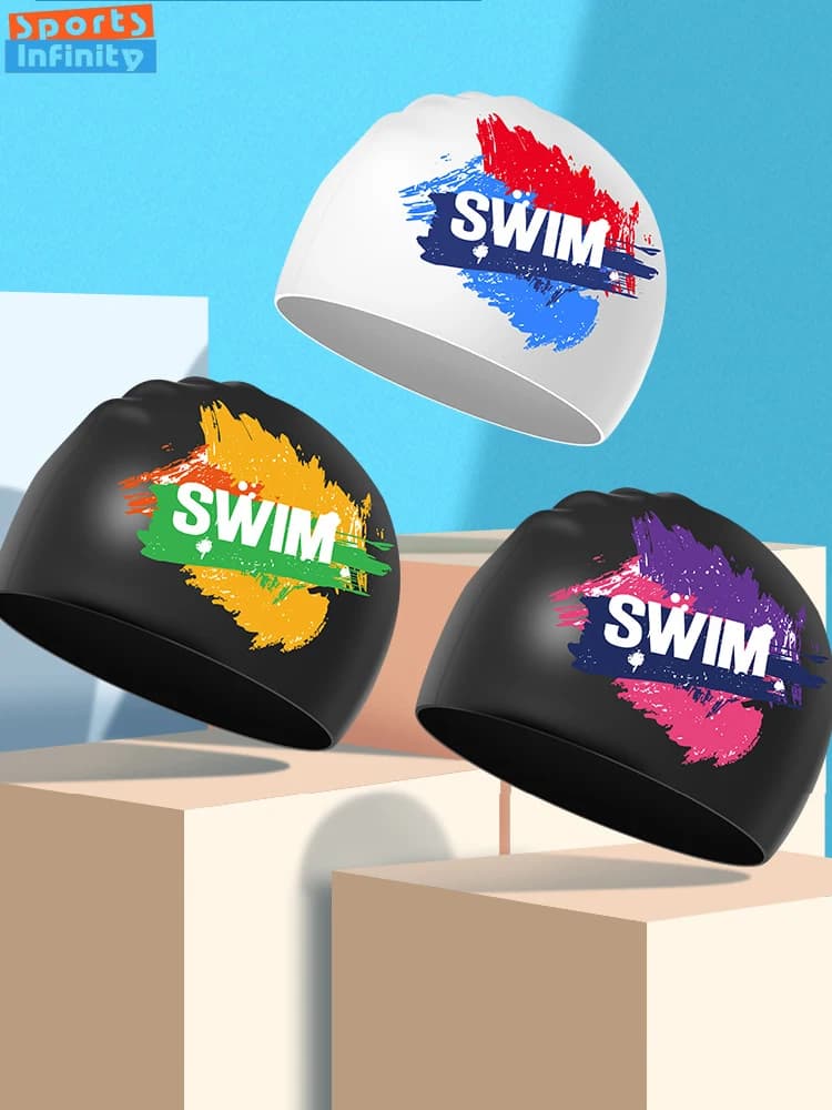 Men's Silicone Waterproof Swimming Headphones Ear Protection Swim Headphones Printed Solid Color for Pool Accessories for Women and Kids