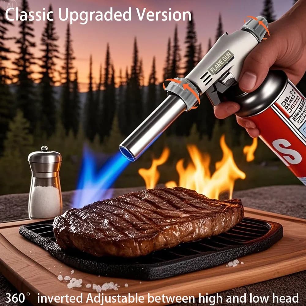 Pistola a fiamma regolabile portatile Griglia da campeggio Saldatura a gas Bruciatore a gas Cucina all'aperto Strumento di riscaldamento Campeggio BBQ Dessert
