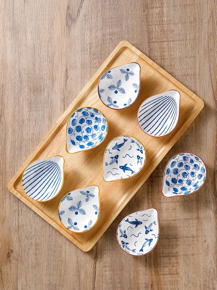 4 pezzi piatto in ceramica stile giapponese per uso domestico condimento in ceramica mini piatto per immersione sushi salsa di soia snack stoviglie
