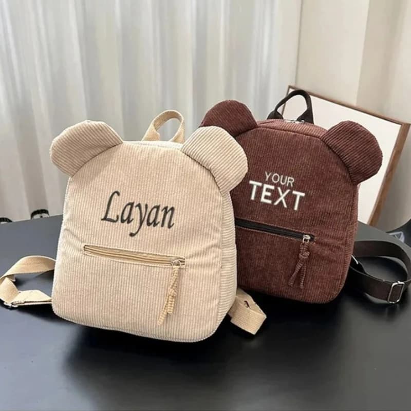 Zaino con orsacchiotto con nome ricamato personalizzato, carino, morbido e durevole per bambini, zainetto, regali di compleanno perfetti per il giorno dei bambini