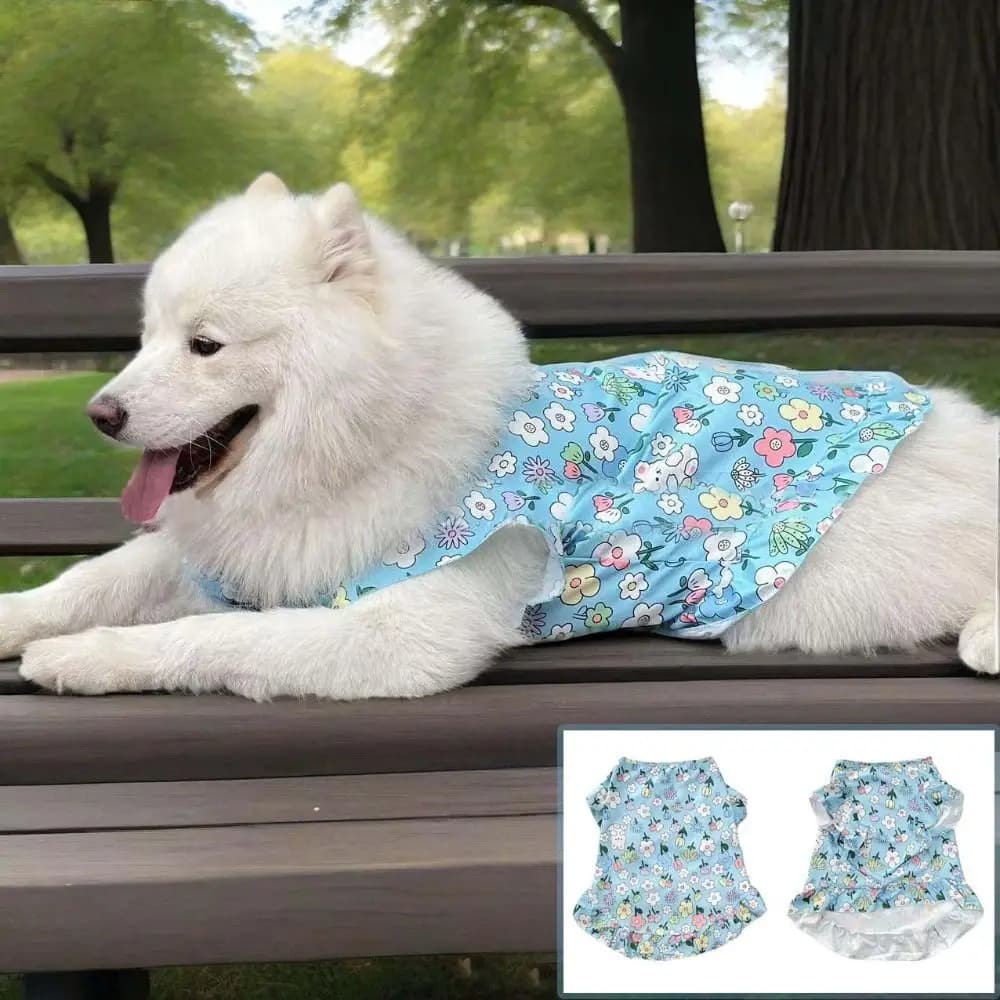 Abbigliamento per Animali Domestici: Gilet Estivo Floreale per Cani, Maglietta Traspirante con Cartone Animato Coniglio, Costume Estivo Protettivo dal Sole per Cani