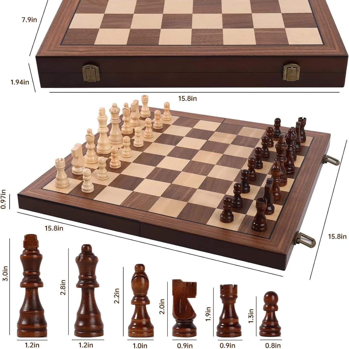 Wooden Veneer Chess Set, Walnut Skin Surface Chess Game Kit, Classic Tabletop Board Game for Family Entertainment & Collection