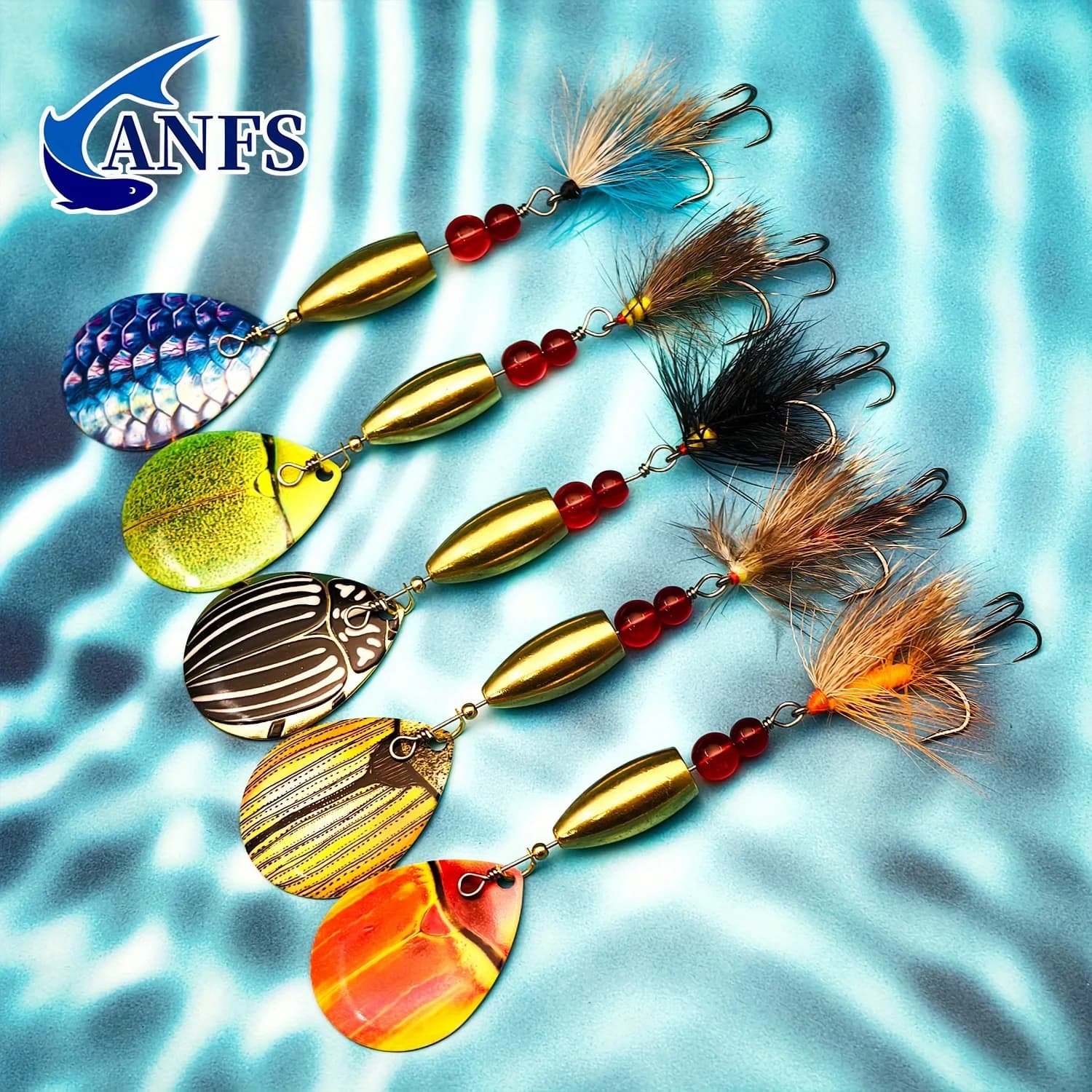 ANFS 1 pezzo Esche da pesca a mosca Spinner in rame per spigola, trota, luccio, testa in acciaio - Incredibile regalo di pesca per pescatore