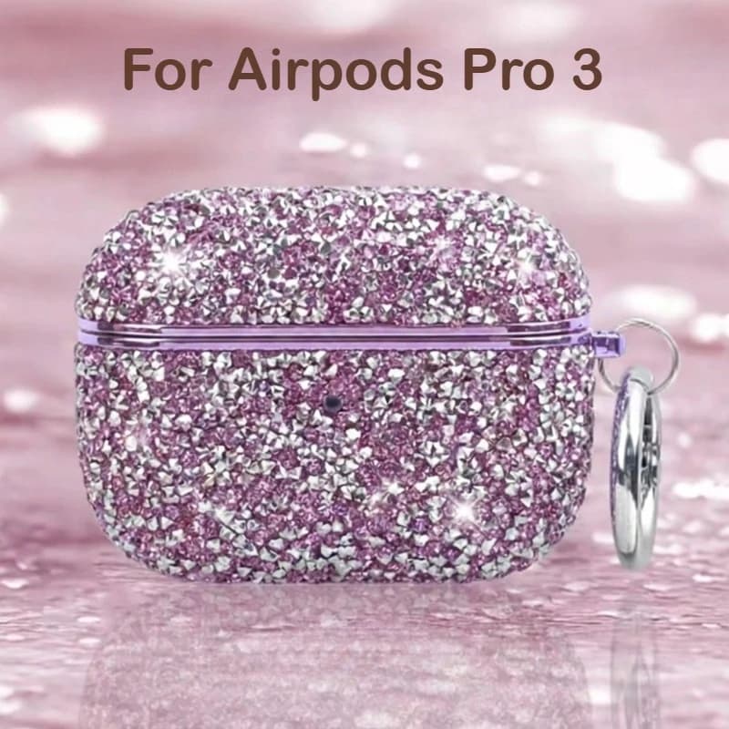Custodia per AirPods Pro3 AirPods 4 3 2 1 Pro 2 Custodia protettiva scintillante con diamanti glitterati con anello portachiavi per donne e ragazze