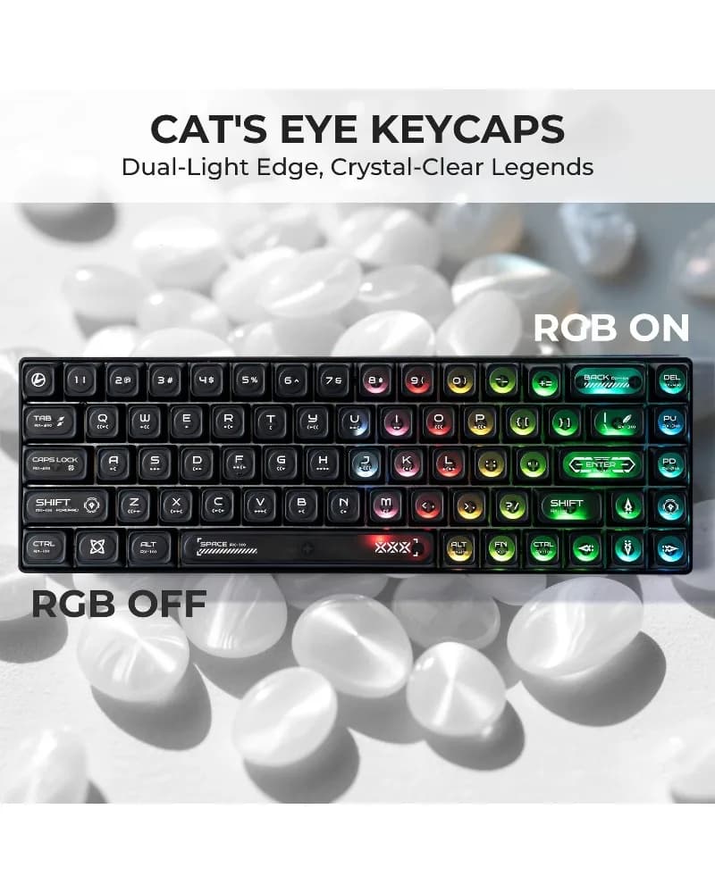 foggy translucent black clear pbt dye sub keycaps full set oem profile for mechanical keyboards