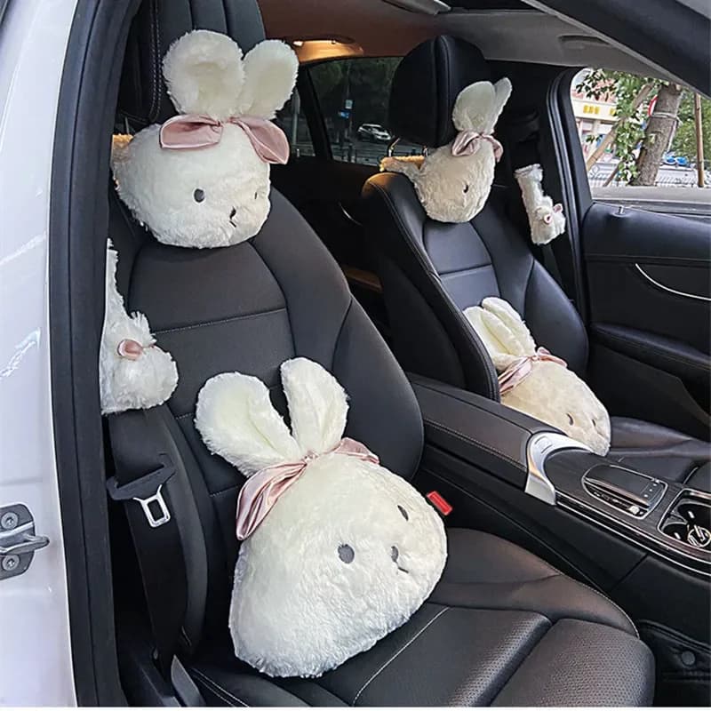 Cartone animato peluche coniglio seggiolino auto poggiatesta collo cuscino Wasit cuscino lombare cuscino interno auto per regalo di Natale
